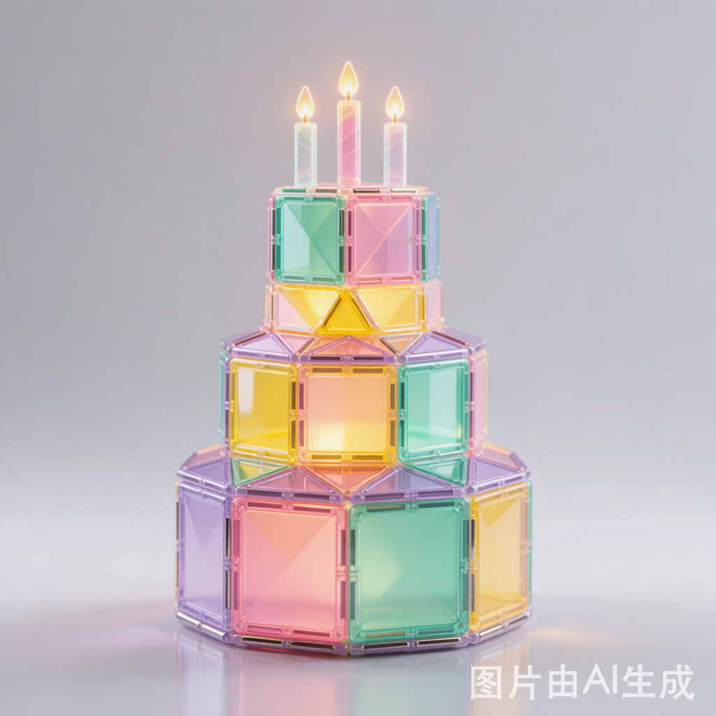磁力片生日蛋糕特写