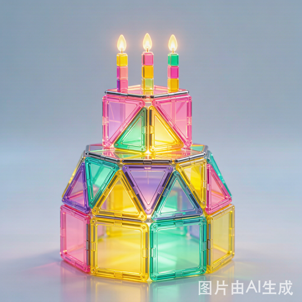 磁力片生日蛋糕特写