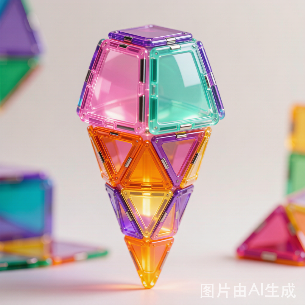 磁力片冰淇淋甜筒特写